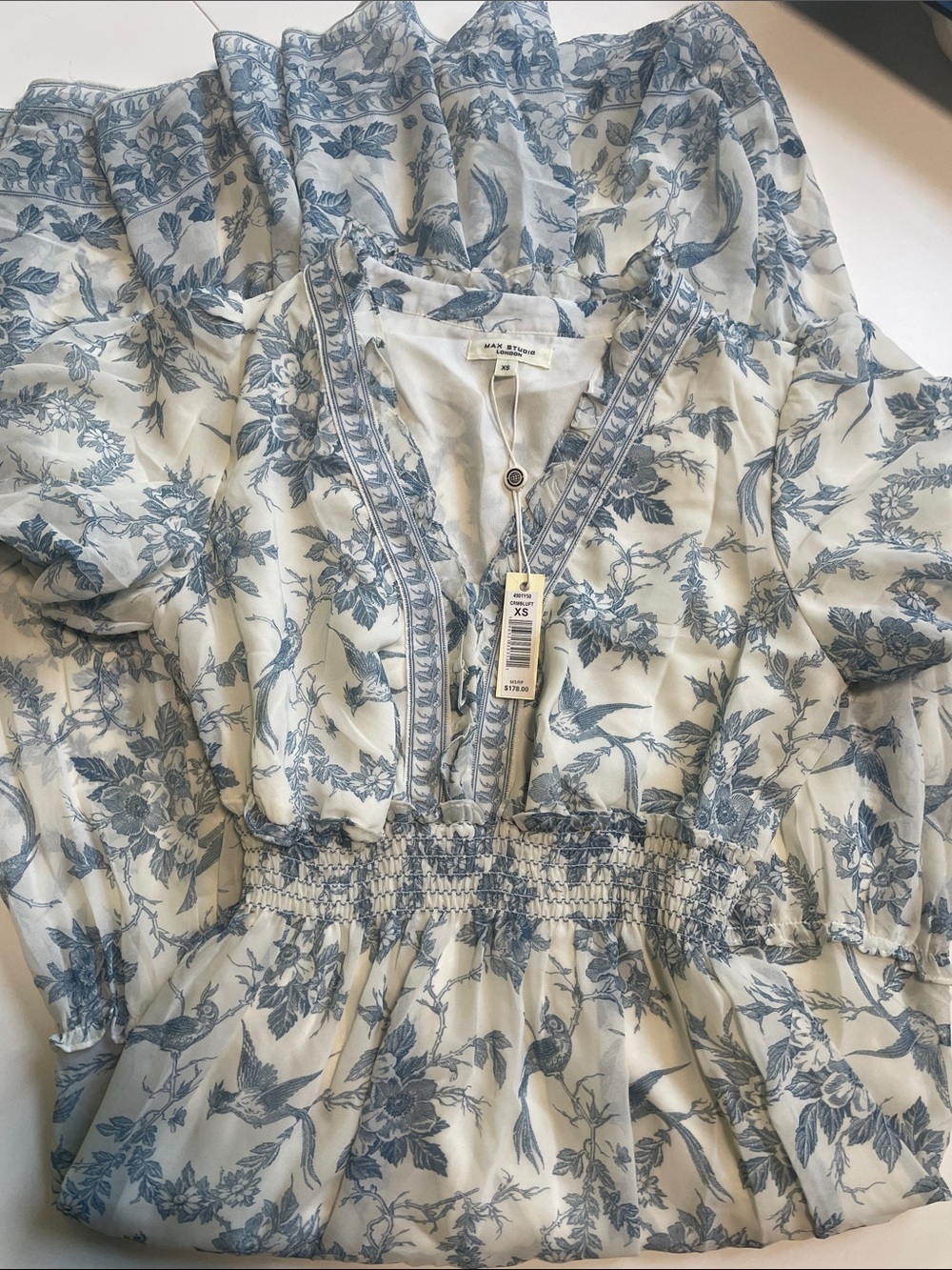 Max Studio Blue and White Floral Maxi Dress